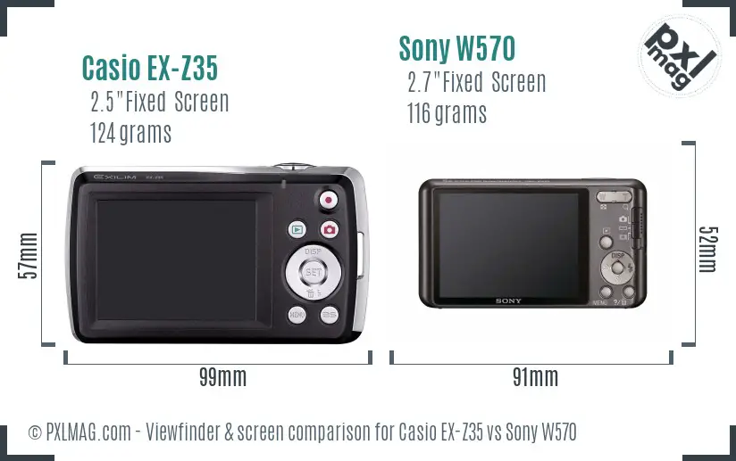 Casio EX-Z35 vs Sony W570 Screen and Viewfinder comparison