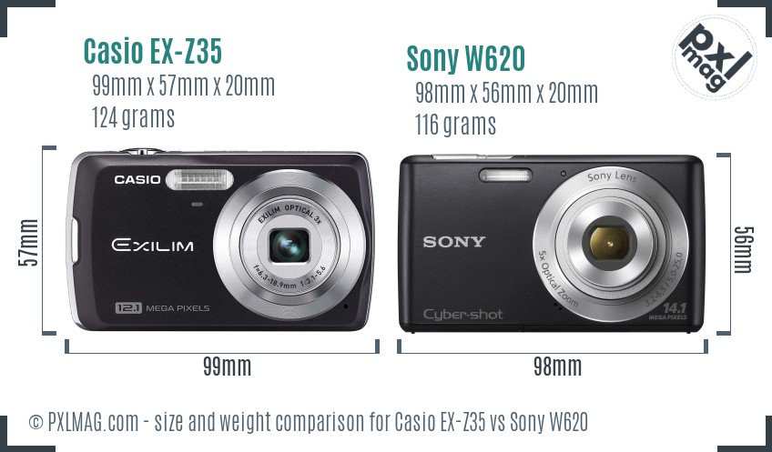 Casio EX-Z35 vs Sony W620 size comparison Casio EX-Z35 vs Sony W620 size comparison