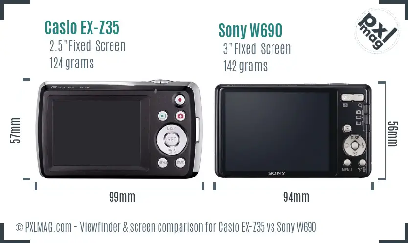 Casio EX-Z35 vs Sony W690 Screen and Viewfinder comparison