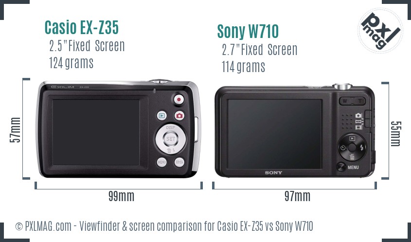 Casio EX-Z35 vs Sony W710 Screen and Viewfinder comparison