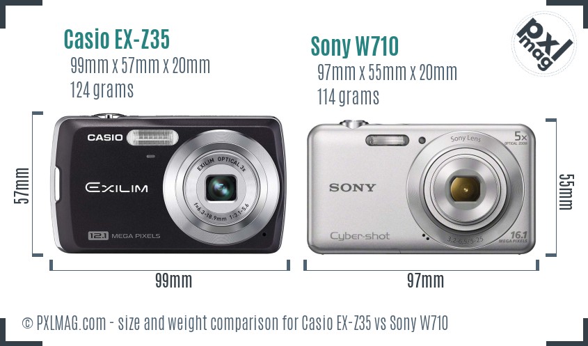 Casio EX-Z35 vs Sony W710 size comparison Casio EX-Z35 vs Sony W710 size comparison