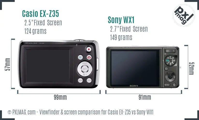 Casio EX-Z35 vs Sony WX1 Screen and Viewfinder comparison