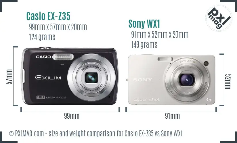 Casio EX-Z35 vs Sony WX1 size comparison