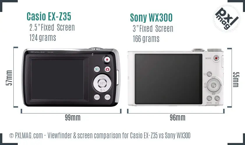 Casio EX-Z35 vs Sony WX300 Screen and Viewfinder comparison
