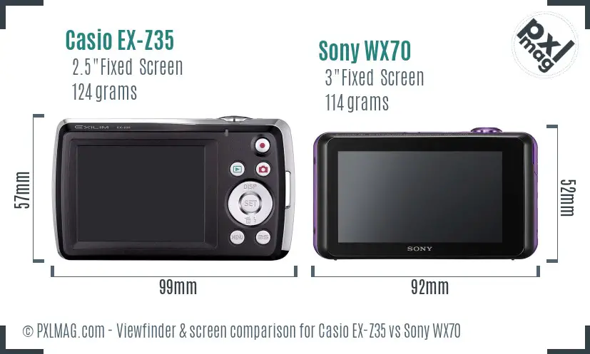 Casio EX-Z35 vs Sony WX70 Screen and Viewfinder comparison