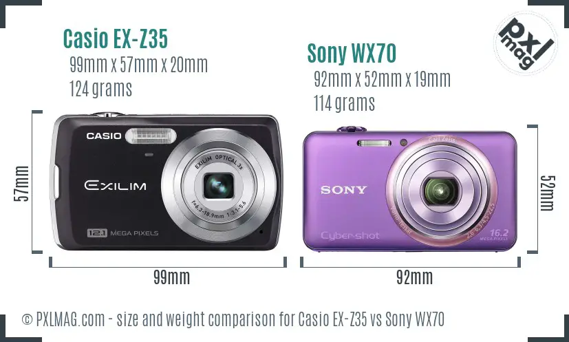 Casio EX-Z35 vs Sony WX70 size comparison Casio EX-Z35 vs Sony WX70 size comparison