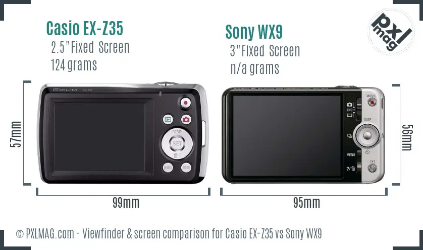 Casio EX-Z35 vs Sony WX9 Screen and Viewfinder comparison