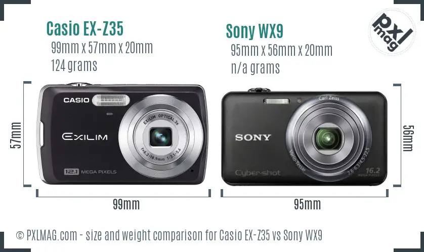 Casio EX-Z35 vs Sony WX9 size comparison