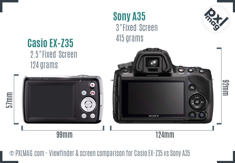 Casio EX-Z35 vs Sony A35 Screen and Viewfinder comparison