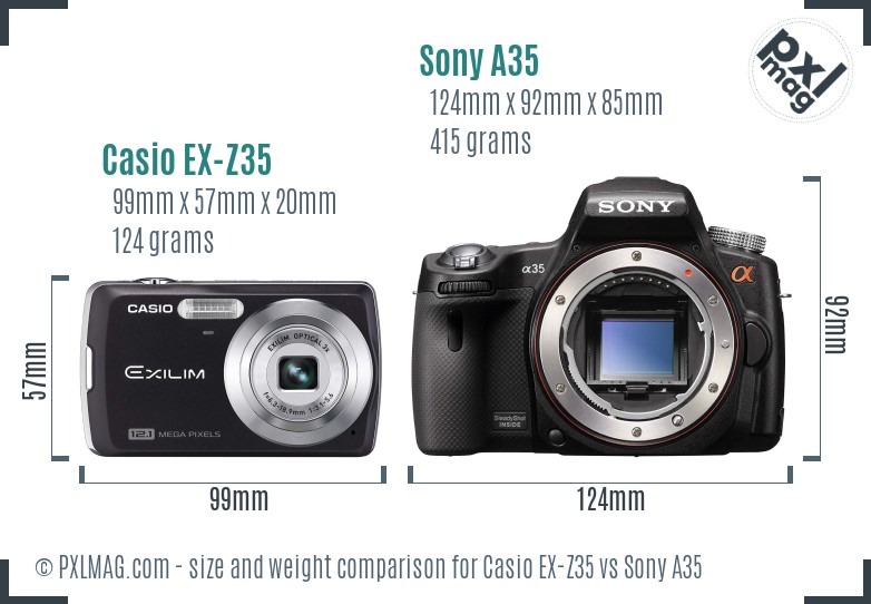Casio EX-Z35 vs Sony A35 size comparison