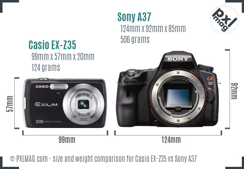 Casio EX-Z35 vs Sony A37 size comparison Casio EX-Z35 vs Sony A37 size comparison