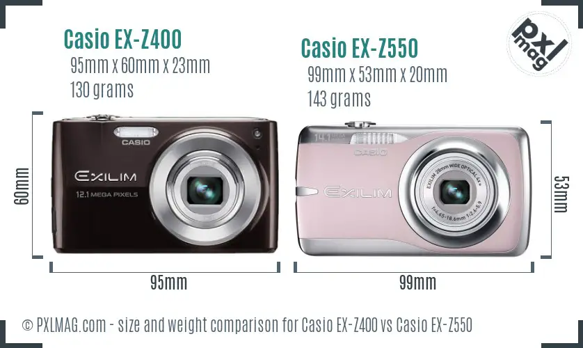 Casio EX-Z400 vs Casio EX-Z550 size comparison