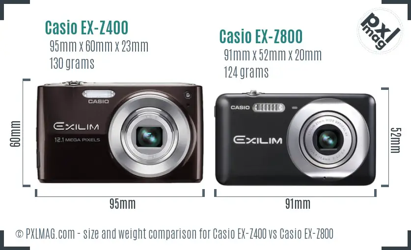 Casio EX-Z400 vs Casio EX-Z800 size comparison