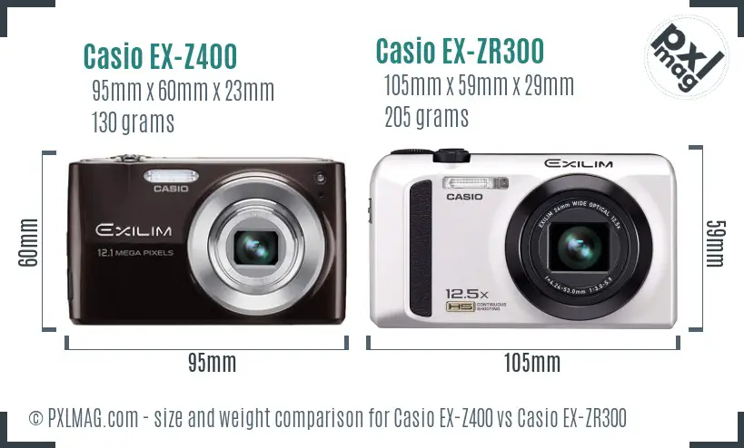 Casio EX-Z400 vs Casio EX-ZR300 size comparison