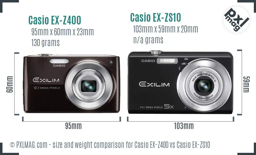 Casio EX-Z400 vs Casio EX-ZS10 size comparison