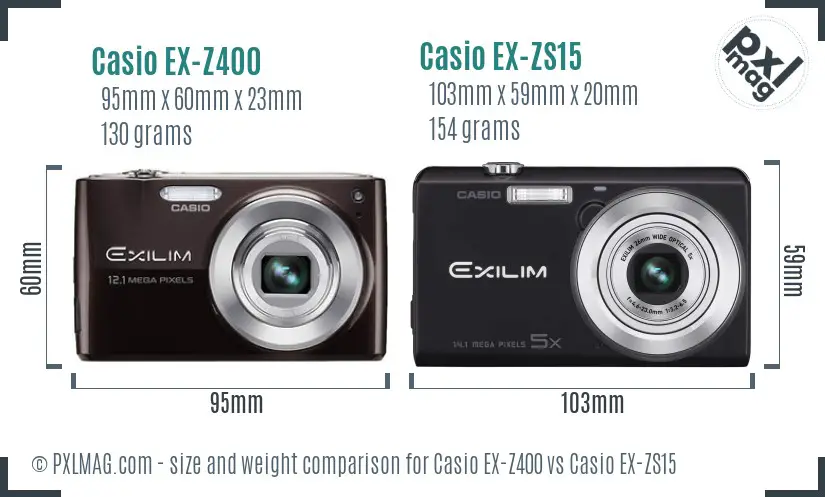 Casio EX-Z400 vs Casio EX-ZS15 size comparison