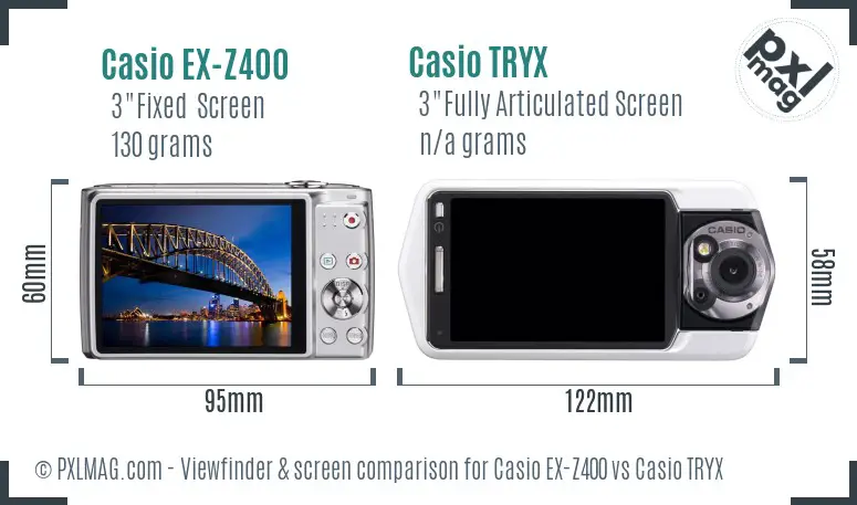 Casio EX-Z400 vs Casio TRYX Screen and Viewfinder comparison