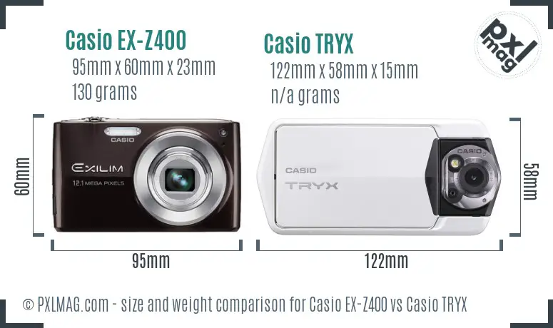 Casio EX-Z400 vs Casio TRYX size comparison