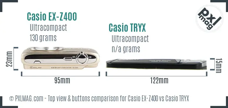 Casio EX-Z400 vs Casio TRYX top view buttons comparison