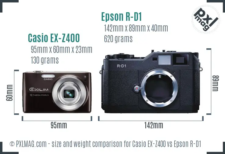 Casio EX-Z400 vs Epson R-D1 size comparison Casio EX-Z400 vs Epson R-D1 size comparison