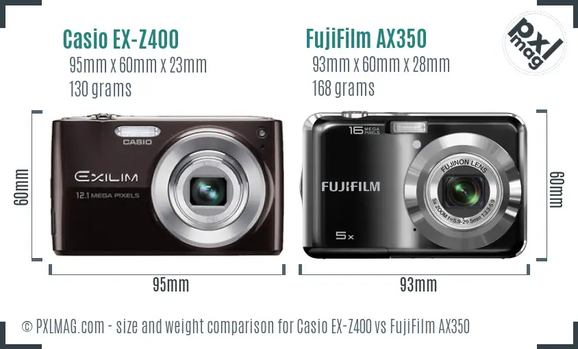 Casio EX-Z400 vs FujiFilm AX350 size comparison Casio EX-Z400 vs FujiFilm AX350 size comparison