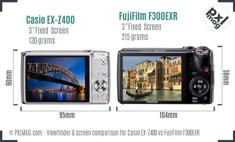 Casio EX-Z400 vs FujiFilm F300EXR Screen and Viewfinder comparison Casio EX-Z400 vs FujiFilm F300EXR Screen and Viewfinder comparison