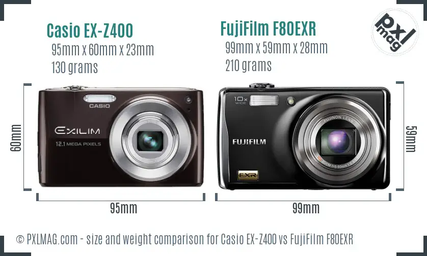 Casio EX-Z400 vs FujiFilm F80EXR size comparison