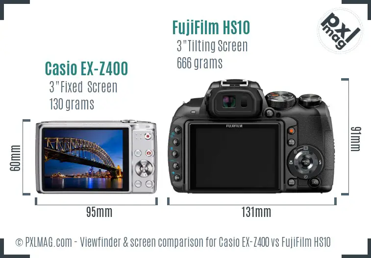 Casio EX-Z400 vs FujiFilm HS10 Screen and Viewfinder comparison Casio EX-Z400 vs FujiFilm HS10 Screen and Viewfinder comparison