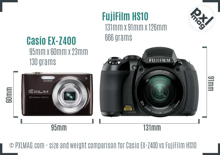 Casio EX-Z400 vs FujiFilm HS10 size comparison Casio EX-Z400 vs FujiFilm HS10 size comparison