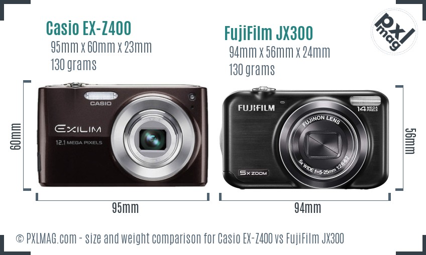 Casio EX-Z400 vs FujiFilm JX300 size comparison Casio EX-Z400 vs FujiFilm JX300 size comparison