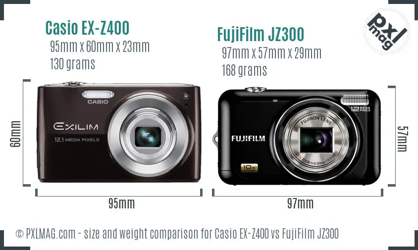 Casio EX-Z400 vs FujiFilm JZ300 size comparison