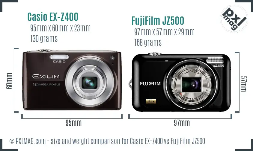 Casio EX-Z400 vs FujiFilm JZ500 size comparison