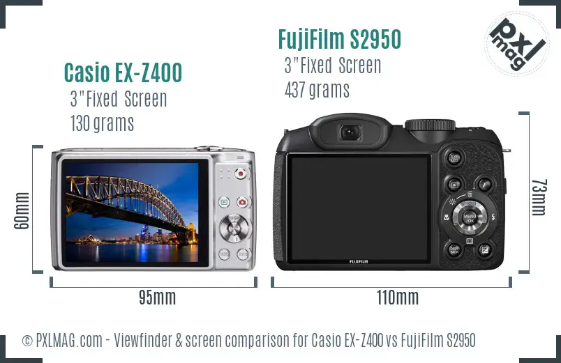 Casio EX-Z400 vs FujiFilm S2950 Screen and Viewfinder comparison Casio EX-Z400 vs FujiFilm S2950 Screen and Viewfinder comparison