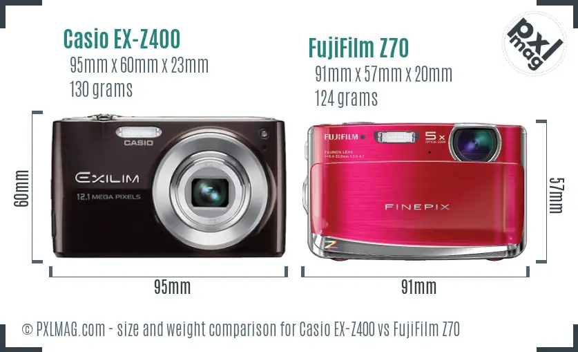 Casio EX-Z400 vs FujiFilm Z70 size comparison