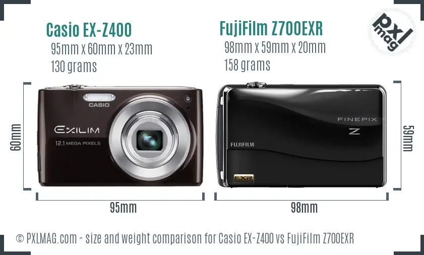 Casio EX-Z400 vs FujiFilm Z700EXR size comparison