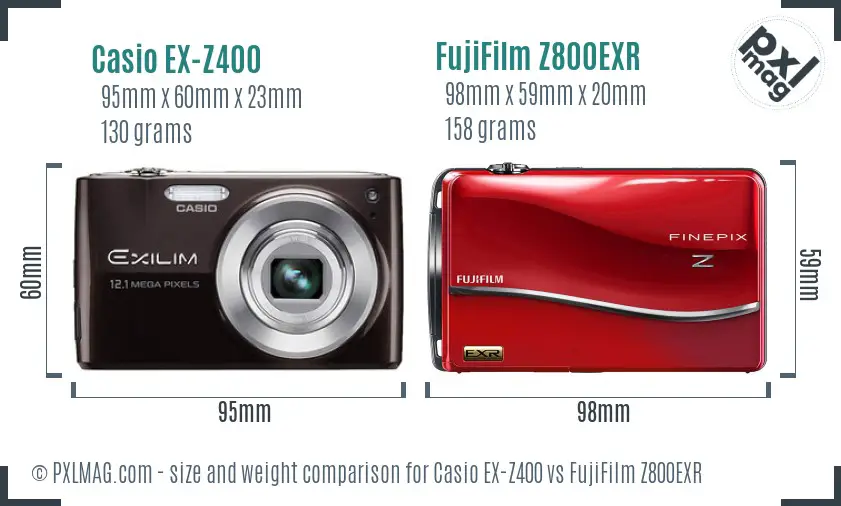 Casio EX-Z400 vs FujiFilm Z800EXR size comparison