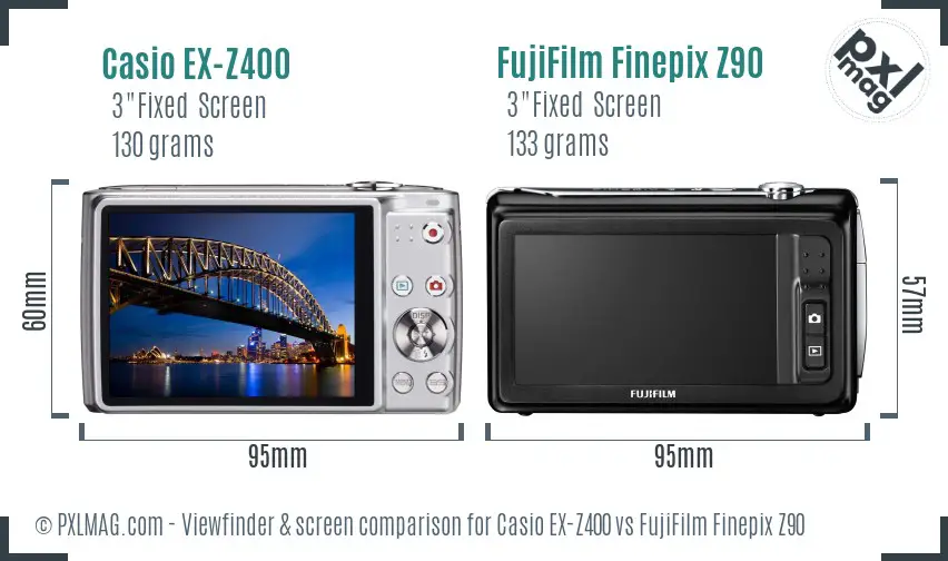 Casio EX-Z400 vs FujiFilm Finepix Z90 Screen and Viewfinder comparison Casio EX-Z400 vs FujiFilm Finepix Z90 Screen and Viewfinder comparison