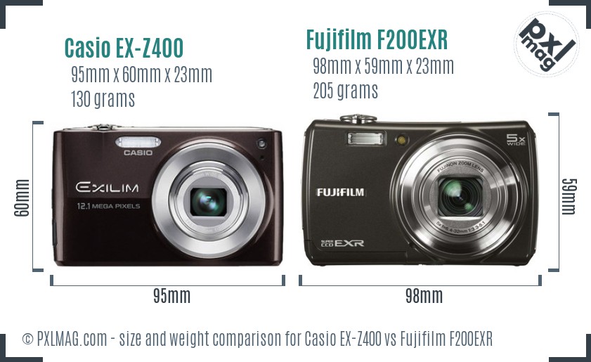 Casio EX-Z400 vs Fujifilm F200EXR size comparison