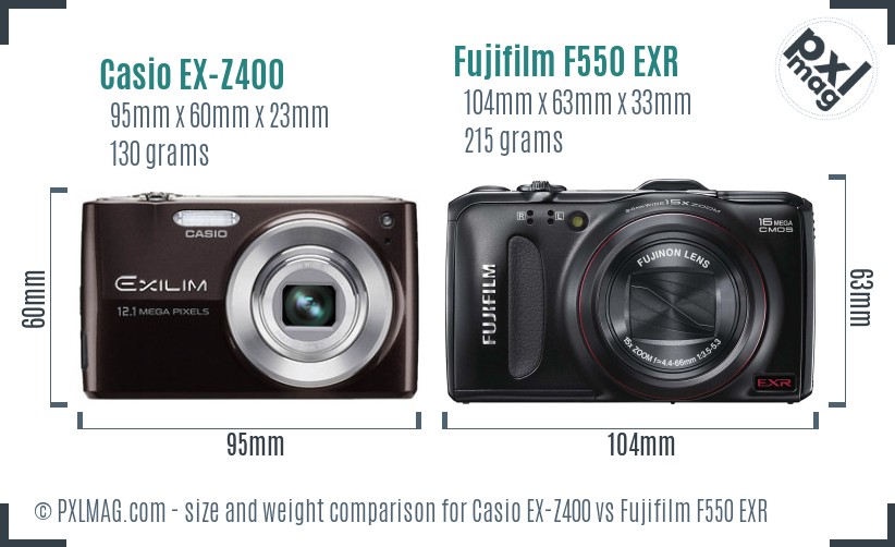 Casio EX-Z400 vs Fujifilm F550 EXR size comparison