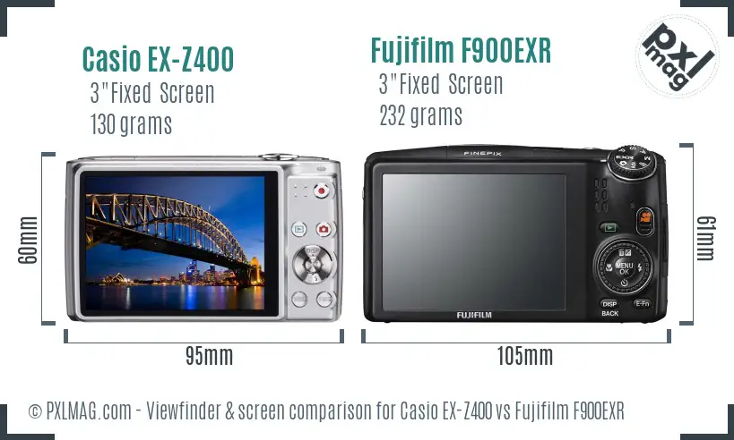 Casio EX-Z400 vs Fujifilm F900EXR Screen and Viewfinder comparison