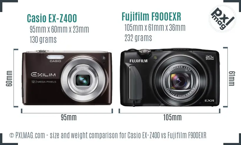 Casio EX-Z400 vs Fujifilm F900EXR size comparison