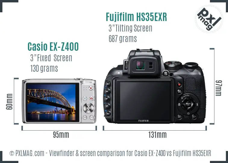 Casio EX-Z400 vs Fujifilm HS35EXR Screen and Viewfinder comparison Casio EX-Z400 vs Fujifilm HS35EXR Screen and Viewfinder comparison