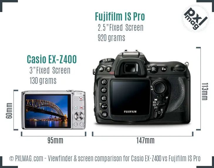 Casio EX-Z400 vs Fujifilm IS Pro Screen and Viewfinder comparison Casio EX-Z400 vs Fujifilm IS Pro Screen and Viewfinder comparison