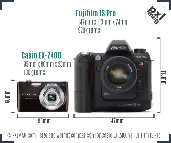 Casio EX-Z400 vs Fujifilm IS Pro size comparison Casio EX-Z400 vs Fujifilm IS Pro size comparison