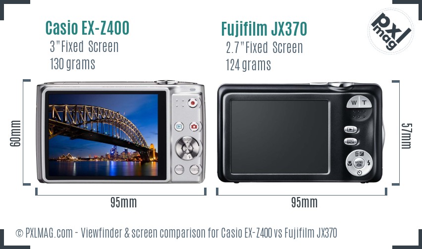Casio EX-Z400 vs Fujifilm JX370 Screen and Viewfinder comparison