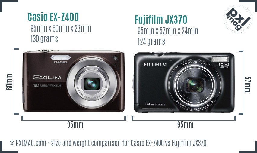 Casio EX-Z400 vs Fujifilm JX370 size comparison