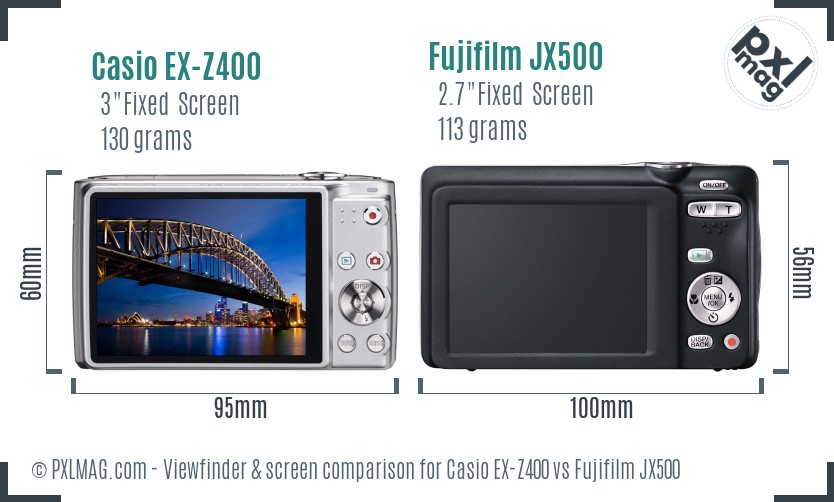 Casio EX-Z400 vs Fujifilm JX500 Screen and Viewfinder comparison