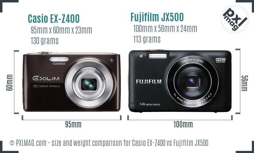 Casio EX-Z400 vs Fujifilm JX500 size comparison