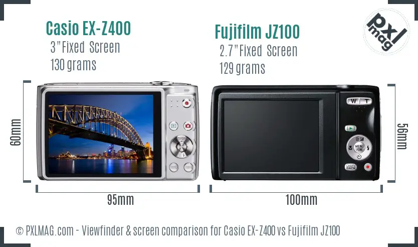 Casio EX-Z400 vs Fujifilm JZ100 Screen and Viewfinder comparison Casio EX-Z400 vs Fujifilm JZ100 Screen and Viewfinder comparison