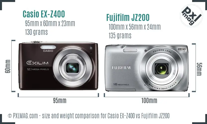 Casio EX-Z400 vs Fujifilm JZ200 size comparison